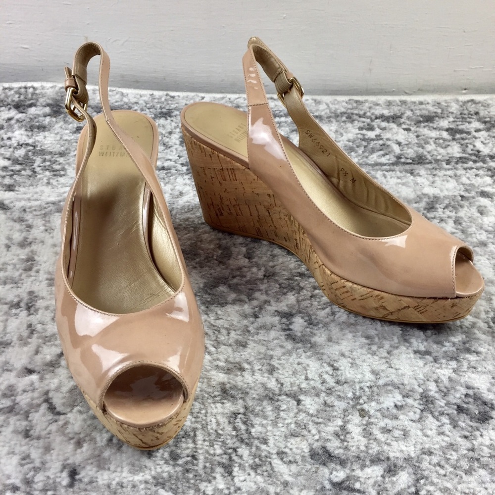 STUART WEITZMAN Nude Peep Toe Wedge